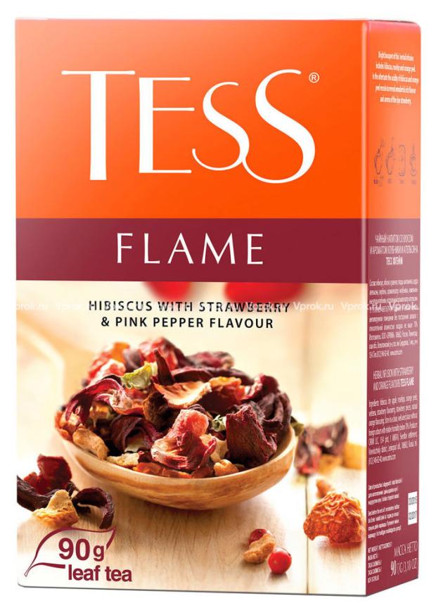 Чай фруктовый Tess Flame с земляникой и розовым перцем, 90 г
