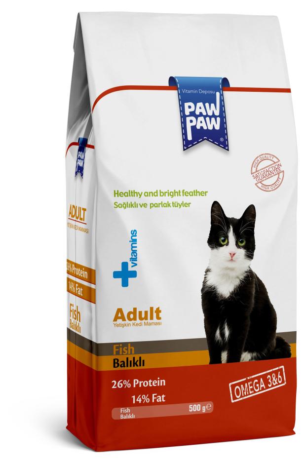 Сухой Сухой корм для кошек Pawpaw Adult Cat Food with Fish с рыбой, 500 г