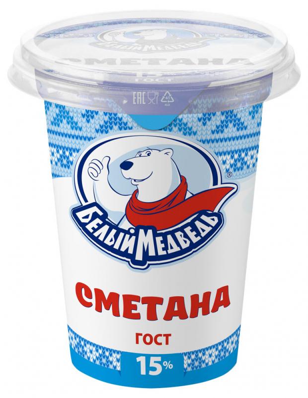 Сметана Белый Медведь ГОСТ 15%, 300 г