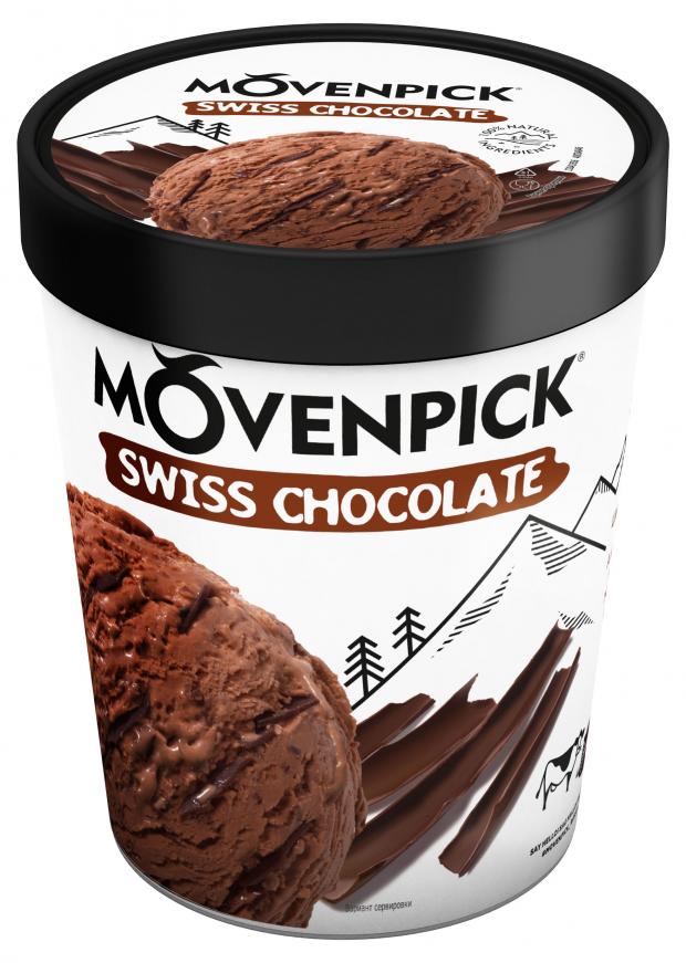 Мороженое сливочное Movenpick Swiss Chocolate с швейцарским шоколадом и шоколадным соусом, 276 г