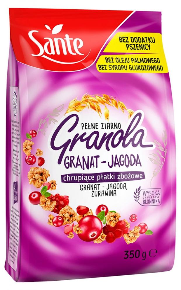 

Хлопья злаковые Sante Granola с гранатом и черникой, 350 г