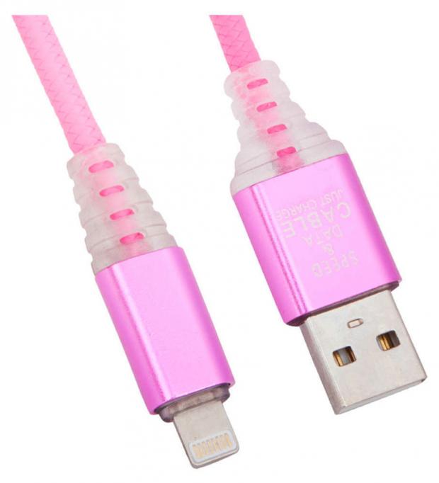 

USB кабель Liberty Project для Apple 8 pin Змея LED TPE розовый