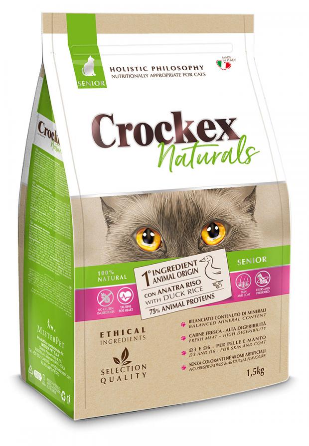 

Сухой корм для пожилых кошек Crockex Naturals утка рис, 1,5 кг