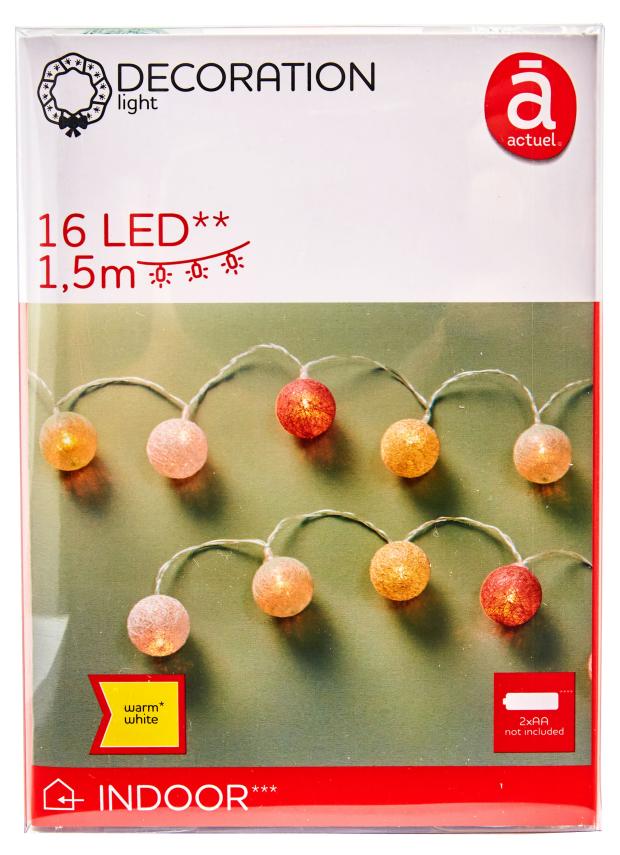 Электрогирлянда Actuel на батарейках 16 LED, 1,5 м