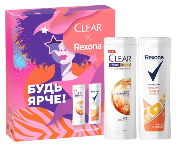 

Набор подарочный женский Clear + Rexona, шампунь 200 мл + гель для душа 200 мл