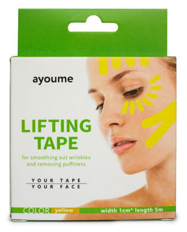 Тейп для подтяжки лица Ayoume Kinesiology Tape Roll желтый, 1 см x 5 м