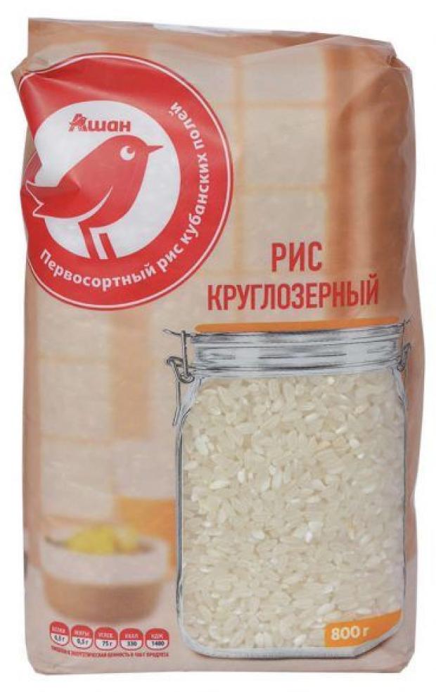 Рис круглозерный АШАН Красная птица шлифованный, 800 г