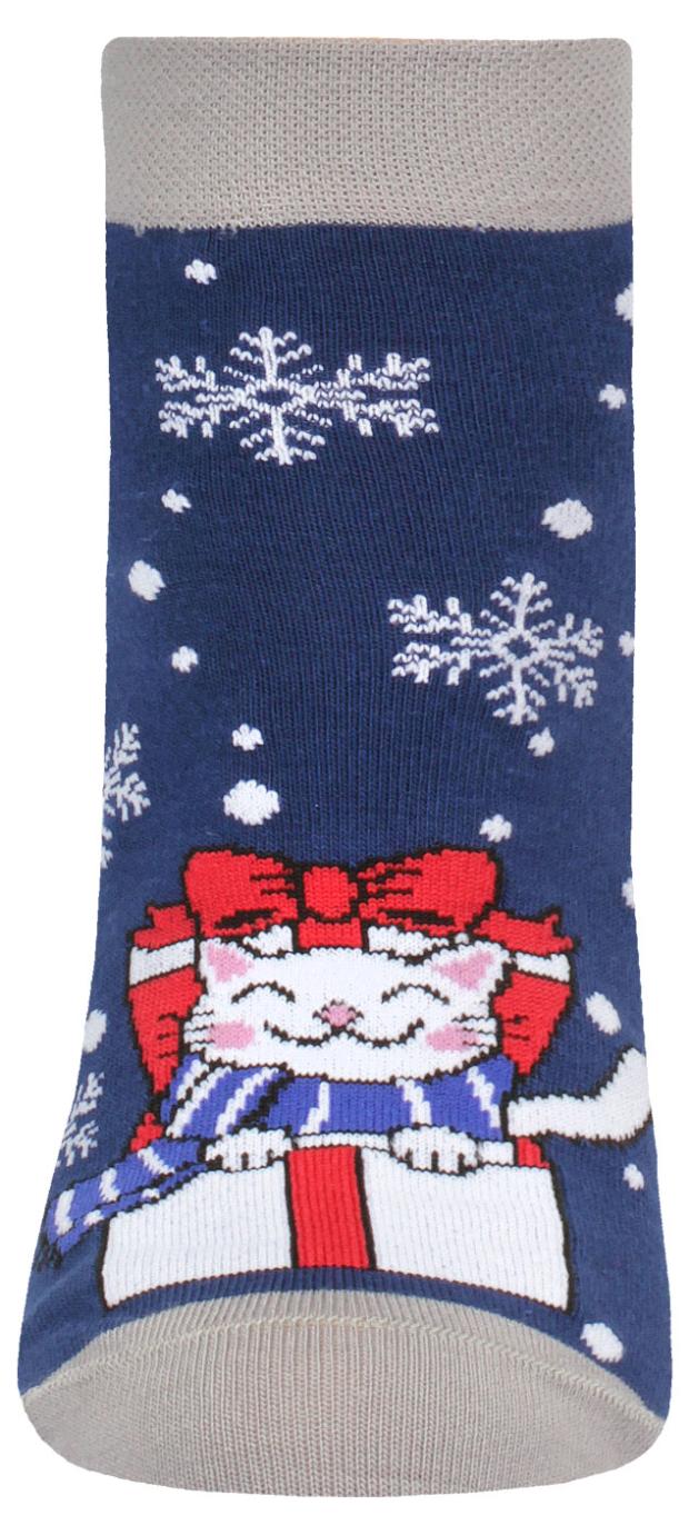 

Носки женские AKOS Кот с подарком синие, р 38-40