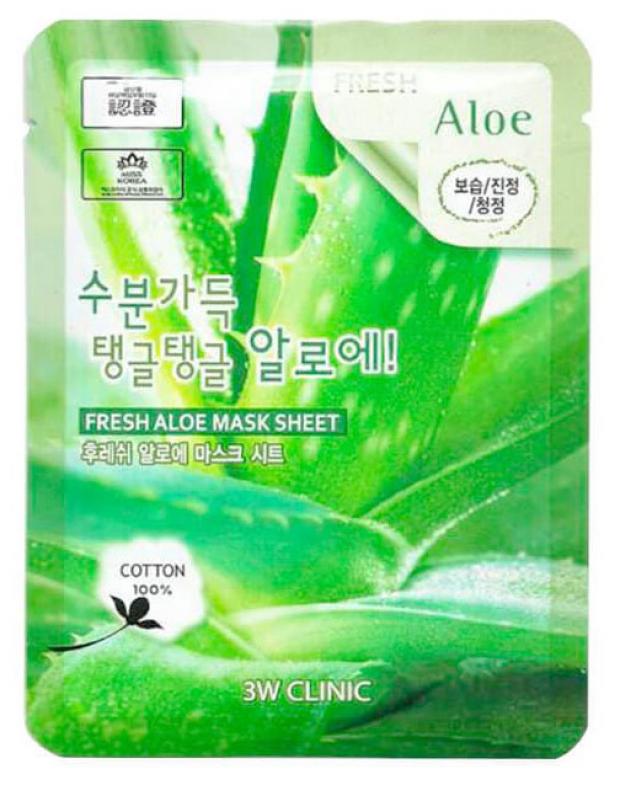 Маска для лица 3W Clinic Fresh Aloe с алое тканевая, 23 мл