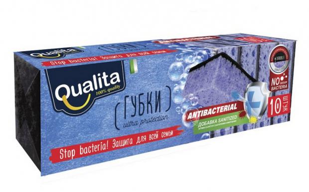 

Губки для мытья посуды Qualita Ultra Protection, 10 шт
