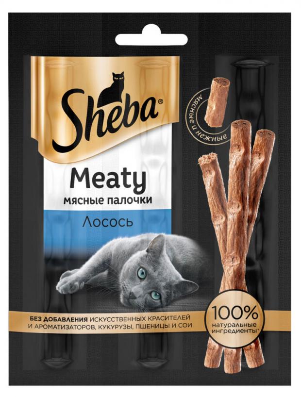 

Лакомство для кошек Sheba Meaty Мясные палочки со вкусом лосося, 12 г