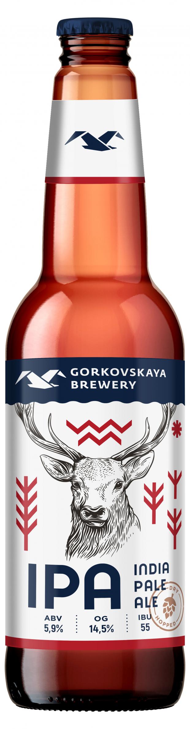 Пиво Горьковская Пивоварня Indian Pale Ale светлое нефильтрованное 5,9%, 440 мл