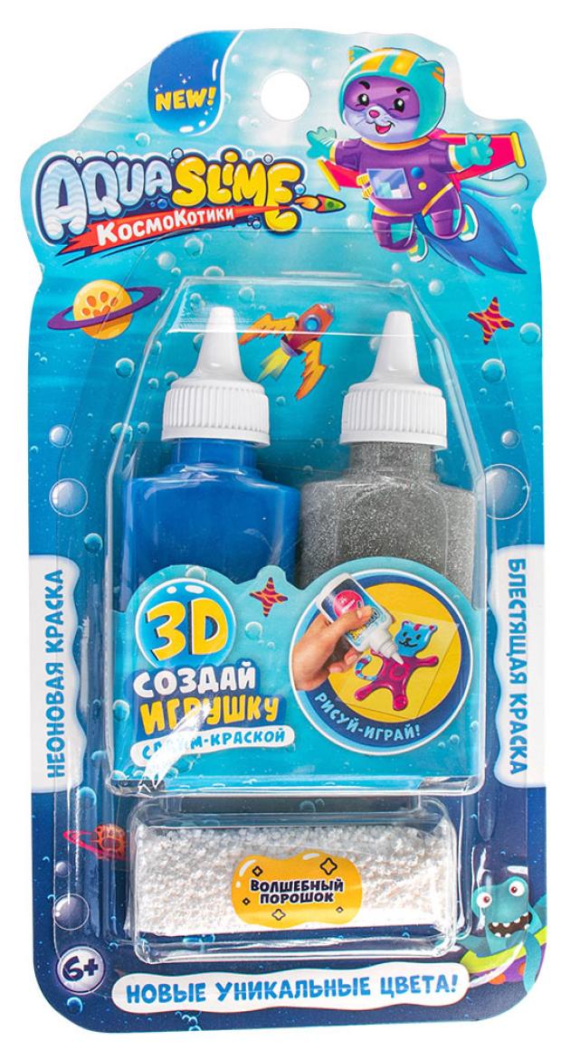 

Набор для творчества Aqua Slime КосмоКотики серебристо-синий