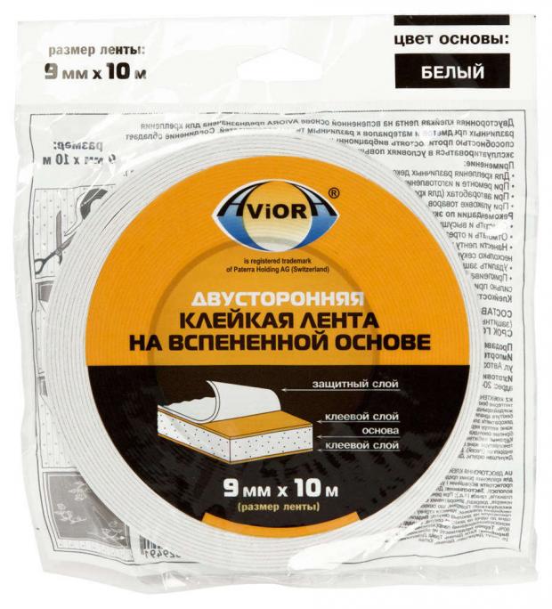 

Лента клейкая Aviora двусторонняя вспененная белая, 9 мм х 10 м