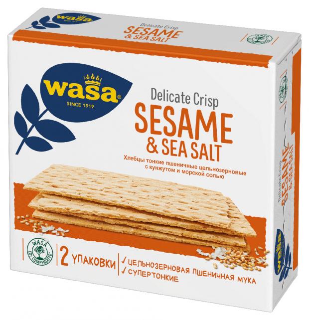 Хлебцы пшеничные Wasa Delicate Crisp Sesame & Sea salt с кунжутом и морской солью, 190 г