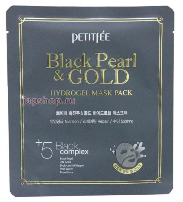 Гидрогелевая маска для лица с черным жемчугом Petitfee Gold, 32 г