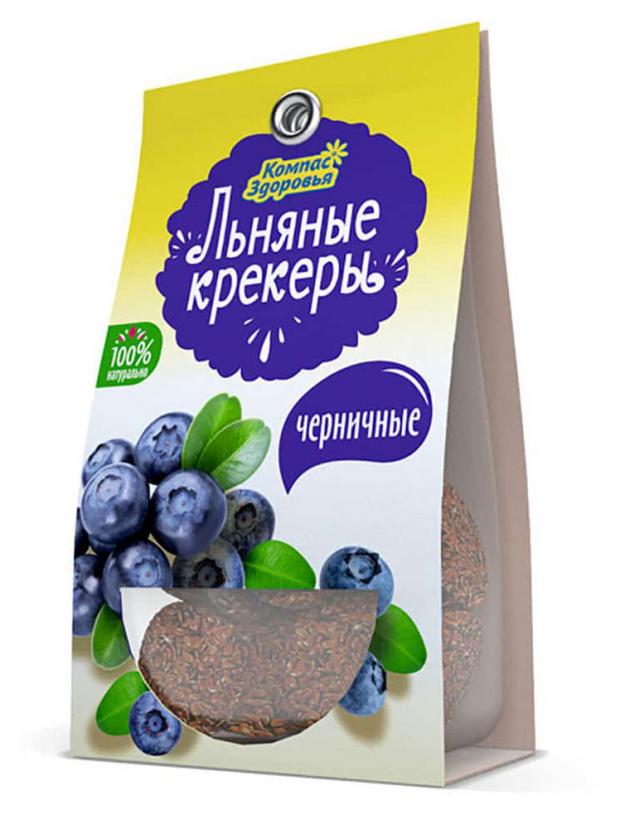 Крекеры льняные Компас Здоровья со вкусом черники, 50 г