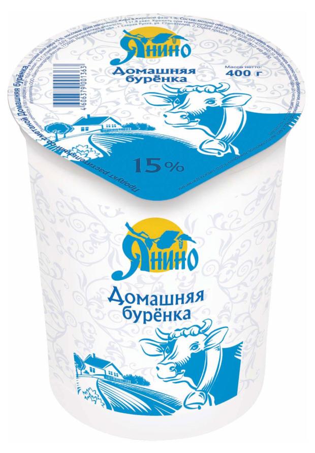 Продукт растительный со сметаной Домашняя буренка 15% ЗМЖ, 400 г