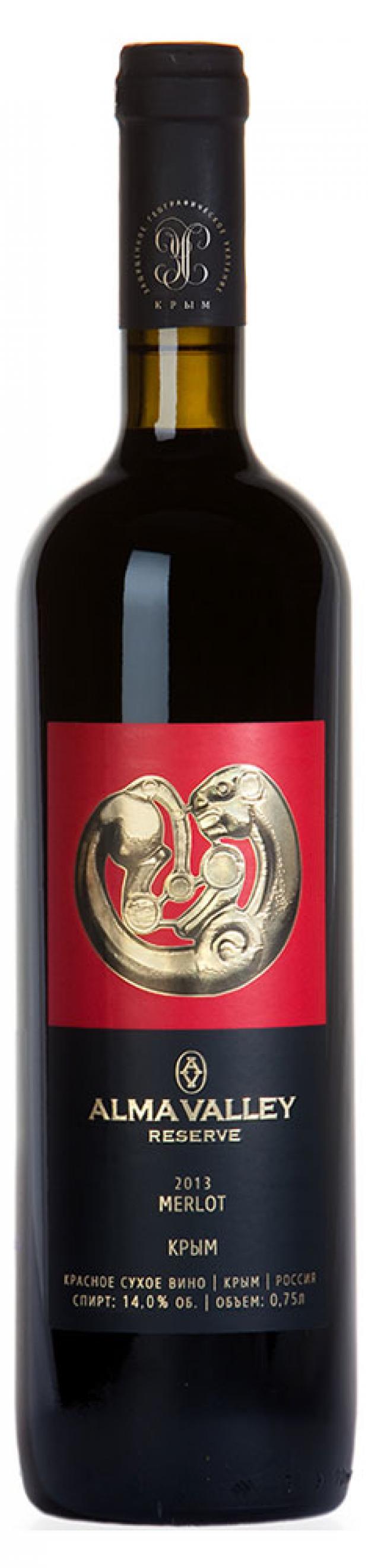 Вино Alma Valley MERLOT RESERVE выдержанное красное сухое Россия, 0,75 л