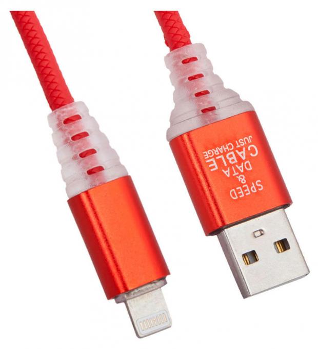 USB кабель Liberty Project для Apple 8 pin Змея LED TPE красный