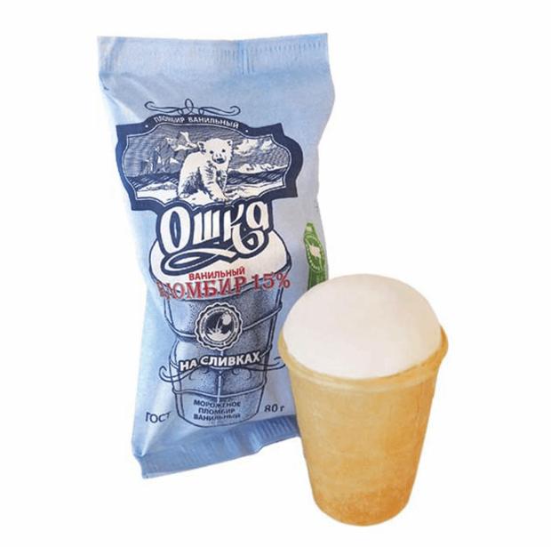 Мороженое пломбир Ошка ваниль БЗМЖ, 80 г