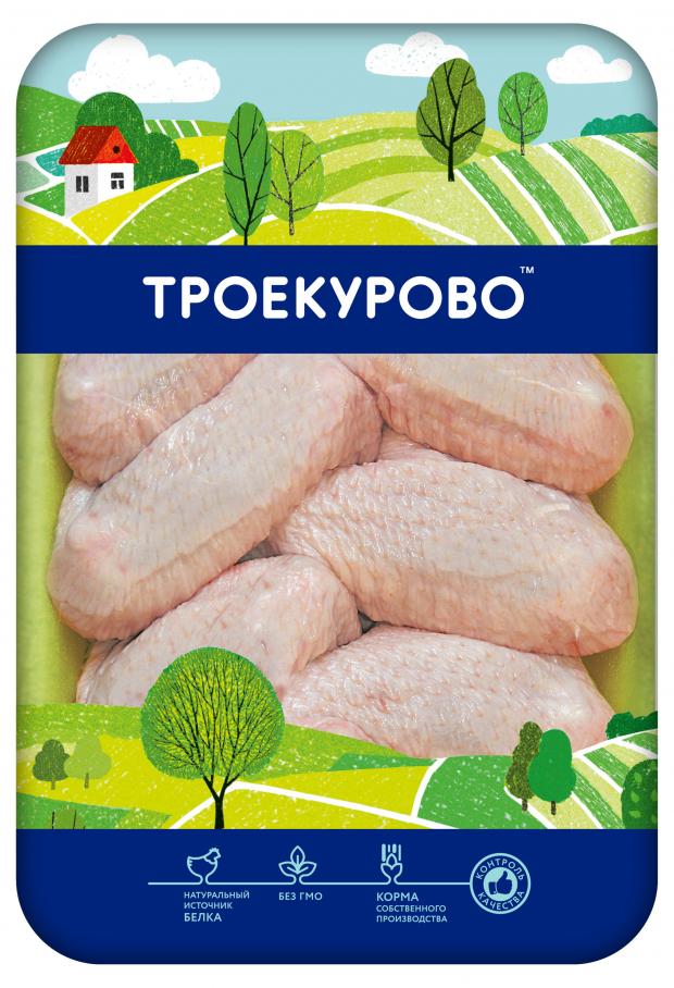 Крылья цыпленка-бройлера Троекурово охлажденные (0,7-1 кг), 1 упаковка ~1 кг