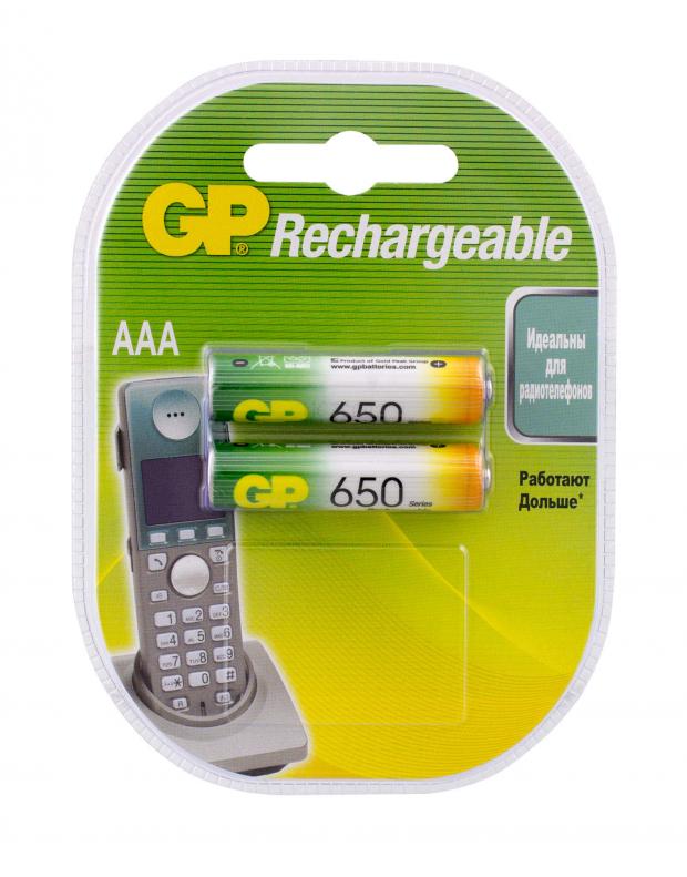 

Батарейка аккумуляторная GP Rechargeable 650 мАч типоразмер AAA, 2 шт