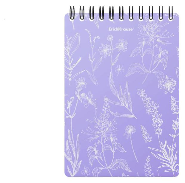

Блокнот ErichKrause Lavender с пластиковой обложкой на спирали клетка А6, 80 л