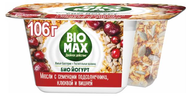 

Биойогурт BioMax Мюсли Вишня Клюква 2.9%, 106 г