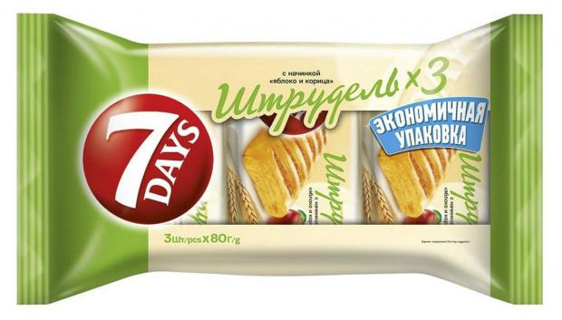 

Штрудель 7DAYS с начинкой яблоко и корица, 3x80 г