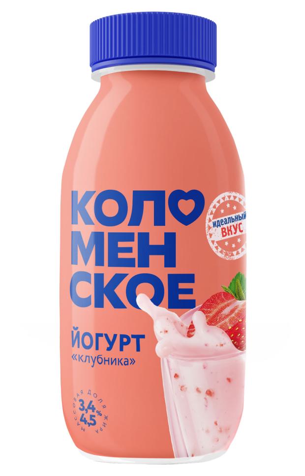 йогурт питьевой teos active со вкусом черники 1 8% 260 г Йогурт питьевой Коломенское клубника, 260 г