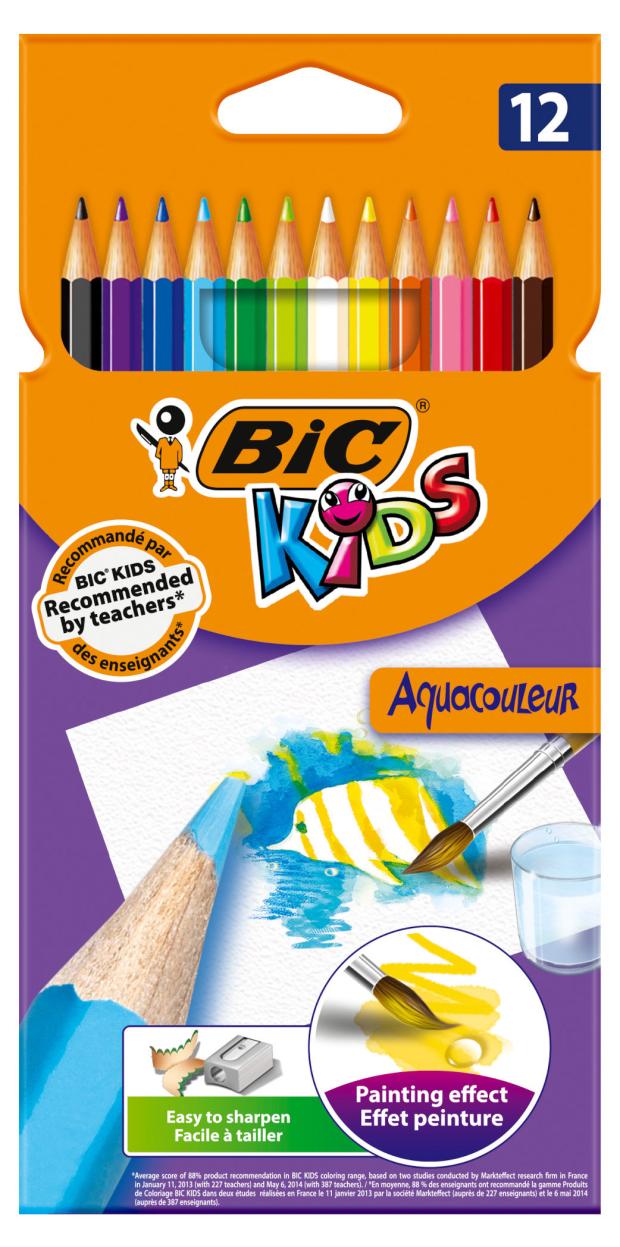 Цветные карандаши BIC Kids Aquacouleur, 12 цветов