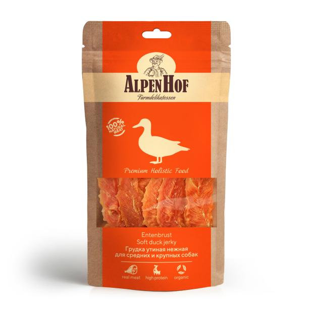 Лакомство для средних и крупных собак Alpen Hof грудка утиная нежная, 80 г