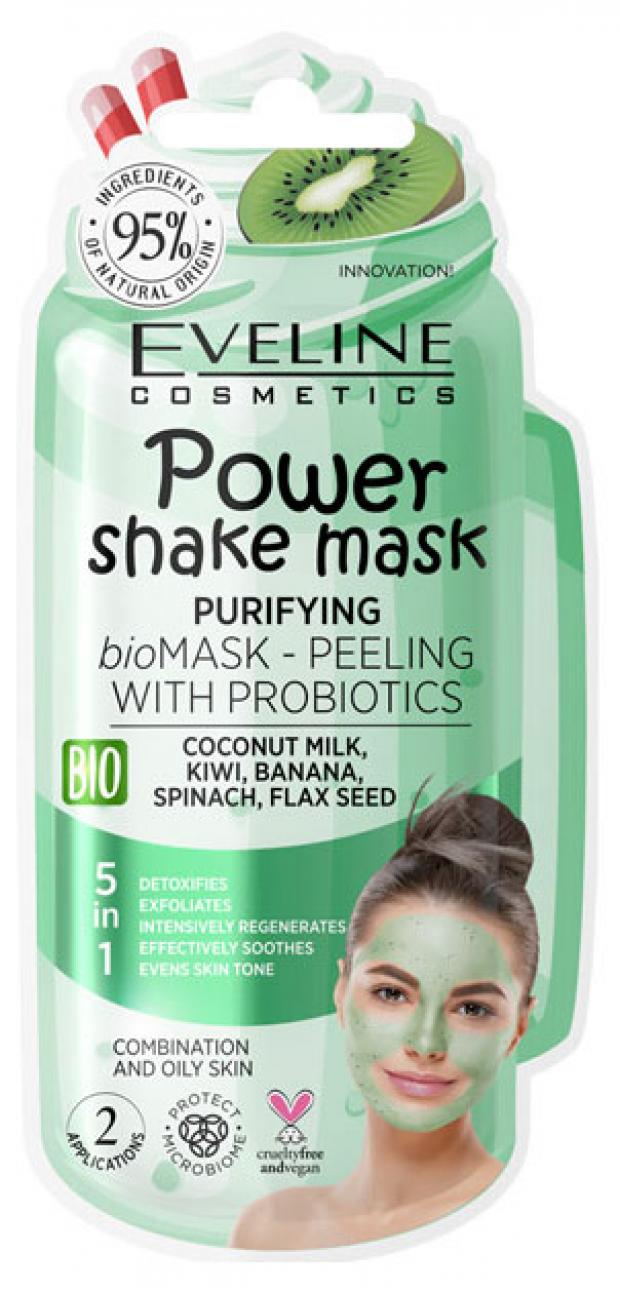 Очищающая bio маска-пилинг с пробиотиками eveline power shake mask Eveline, 10 мл