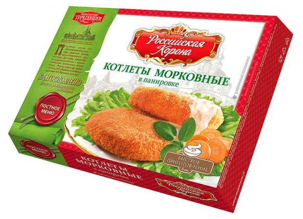 

Котлеты овощные Российская Корона морковные в панировке замороженные, 300 г