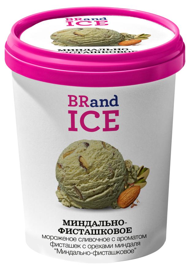 Мороженое сливочное BRandICE Миндально-фисташковое с ароматом фисташек с орехами миндаля БЗМЖ, 600 г