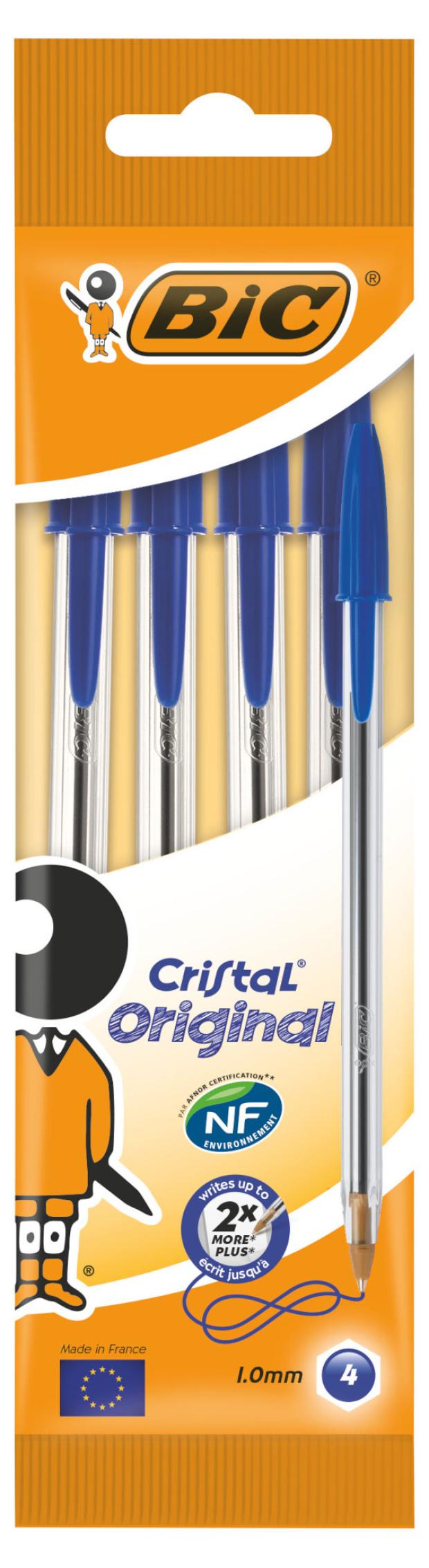 Ручка шариковая BIC Cristal Original синяя, 4 шт