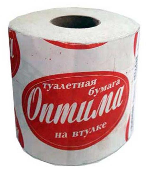 Туалетная бумага Оптима с перфорацией на втулке 1 слой, 1 рулон