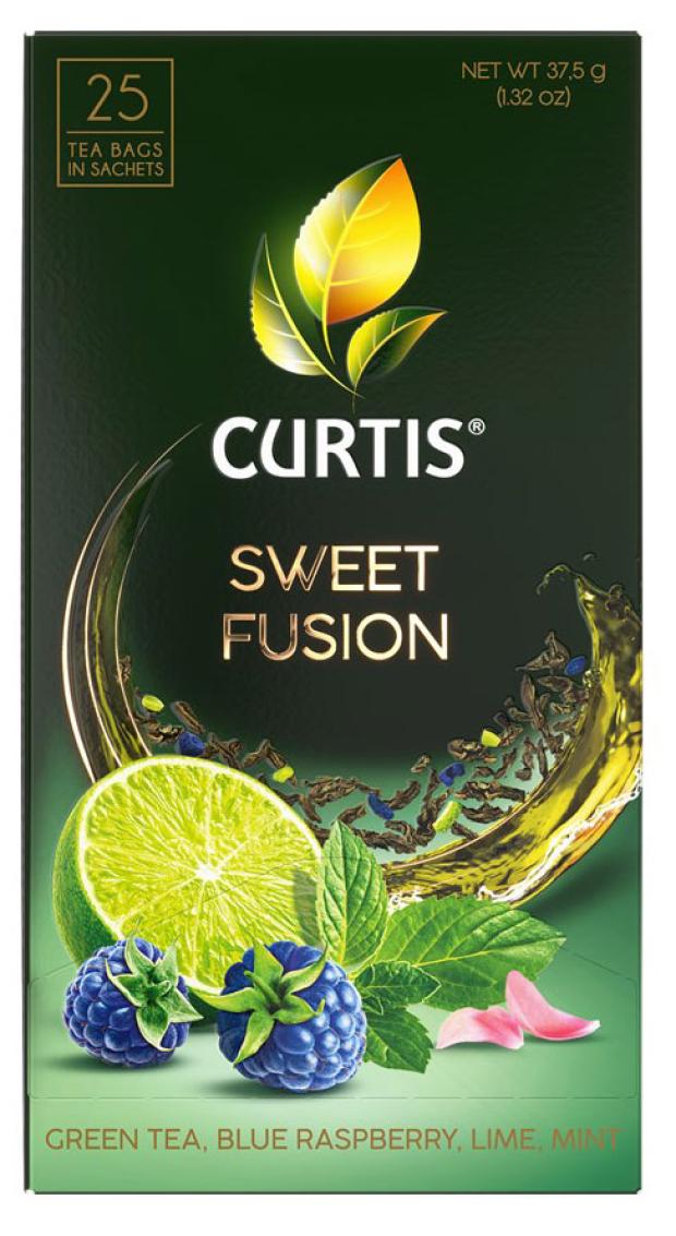 Чай зеленый CURTIS Sweet Fusion c лаймом синей малиной и мятой, 25 пакетиков