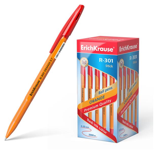 

Ручка шариковая ErichKrause Orange Stick R-301 красная 0,7 мм, 1 шт