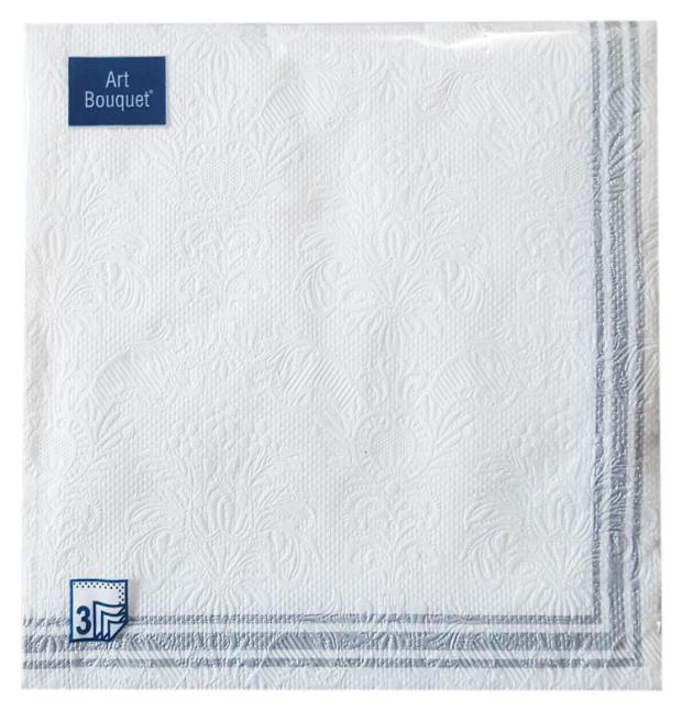

Салфетки бумажные Art Bouquet Барокко трехслойные белые, 33х33 см, 16 шт