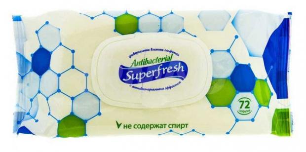 Влажные салфетки Superfresh Антибактериальные, 72 шт