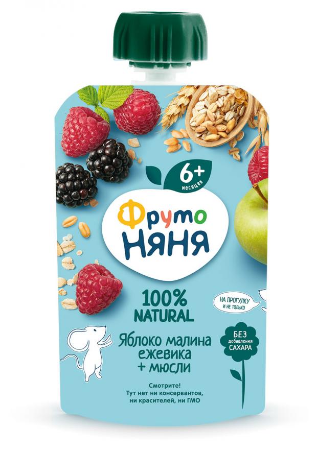 

Пюре Фруто Няня из яблок, малины и ежевики с 6 мес., 90 г