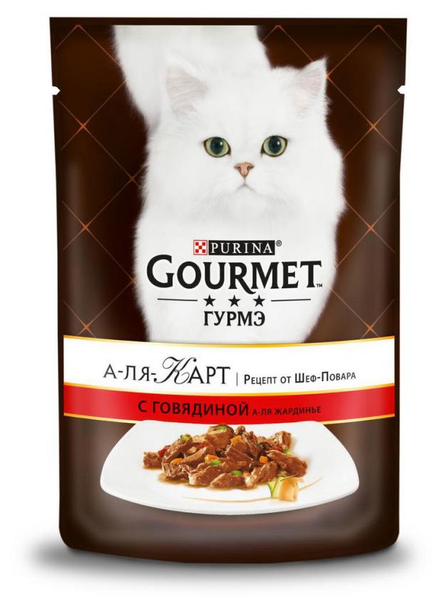 

Корм для кошек Gourmet A la Carte c говядиной морковью томатом и цукини, 85 г