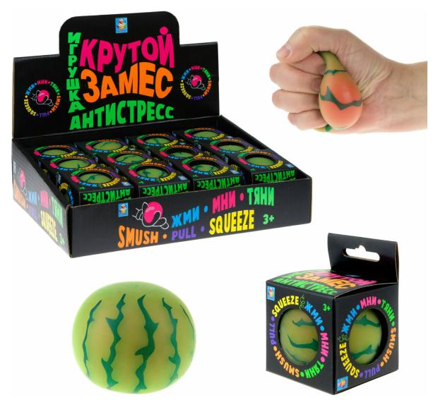 Игрушка-жмяка 1TOY Крутой замес Арбуз, 6 см