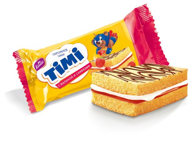 

Пирожные TIMI с малиной и сливками, 33 г