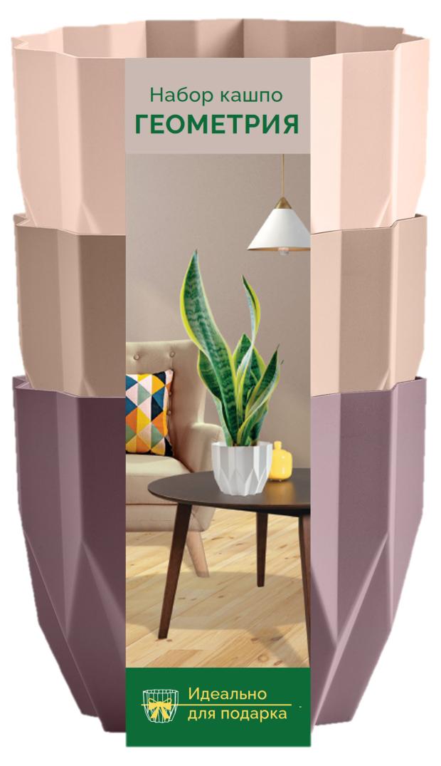 Набор кашпо BMC Геометрия Пыльная роза Фраппе Пудра 08 л 299₽