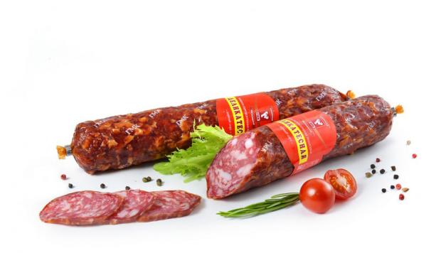 Колбаса сырокопченая Губкинский мясокомбинат Деликатесная (0,8-1 кг), 1 упаковка ~ 1 кг