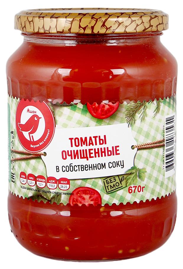 Томаты очищенные АШАН Красная птица в собственном соку, 670 г