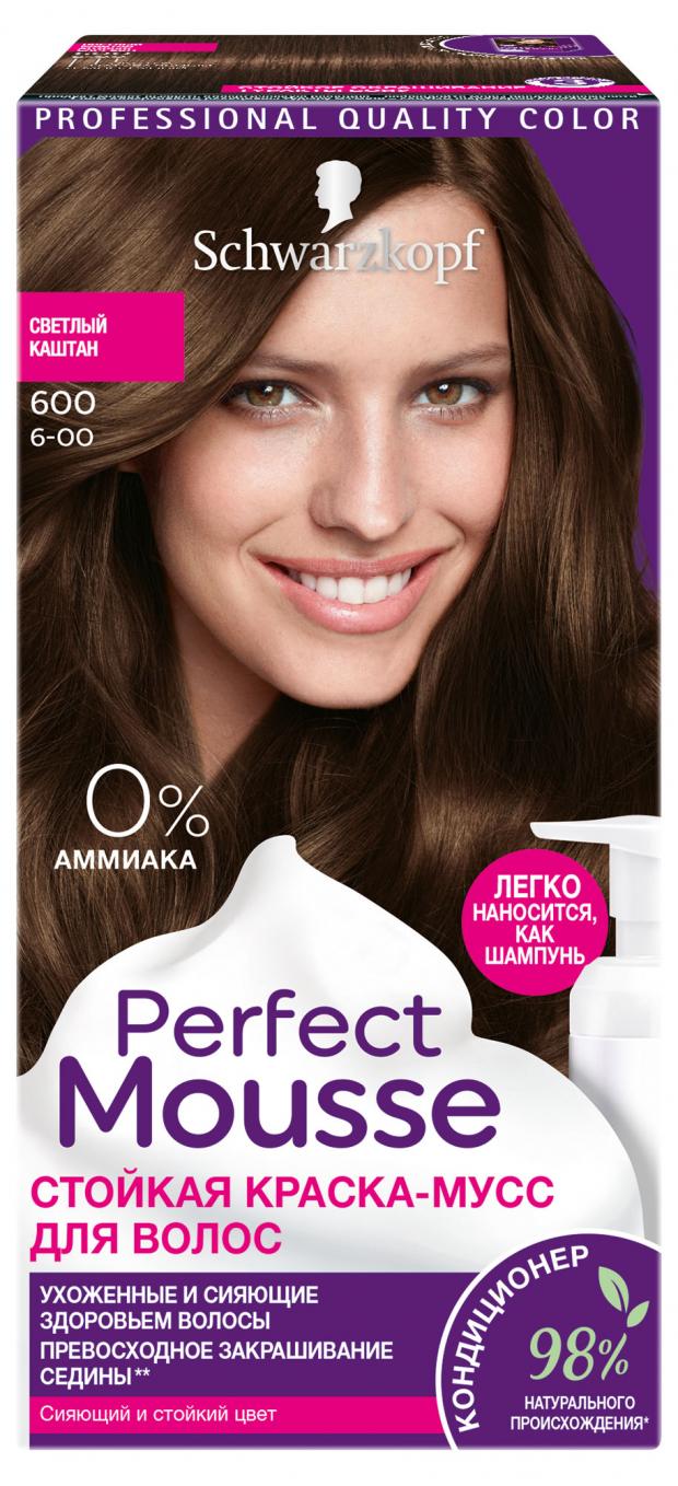 

Краска-мусс для волос Perfect Mousse Светлый каштан 600, 92,5 мл